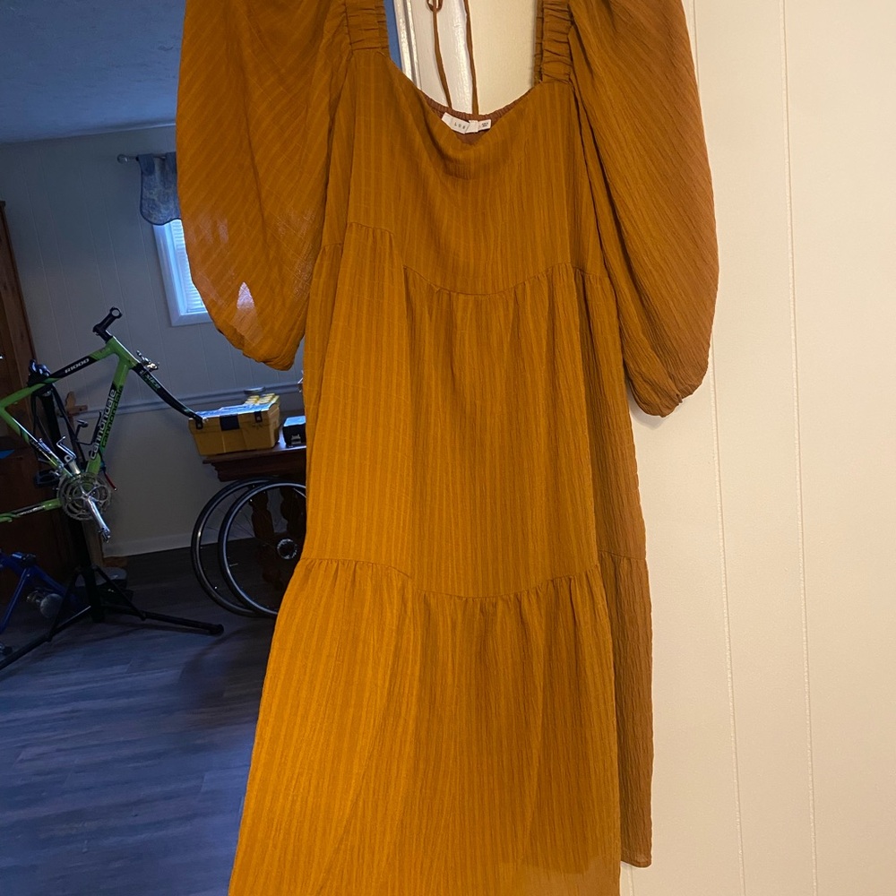 Lush Mustard Long Sleeve Dress
